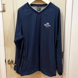 Adidas Men's Size 2XL ClimaProof 100% Polyester V Neck Windbreaker. Blue/White